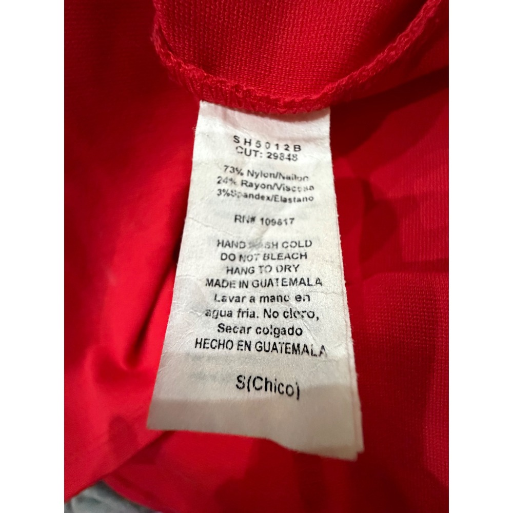 Stella Luce Red Sheath Dress Button Accent Front Slit Small Minimalist Chic - Picture 9 of 9